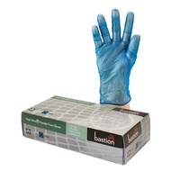 Bastion Blue Vinyl Gloves Powder Free Box 100